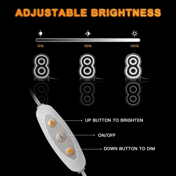 YALLOVE Neon Sign Number 8, 9.8 inches Height USB Powered Night Light-up Numbers for Birthdays Decor, Party Anniversary, Cafe Bar Decor (Small) - Image 4