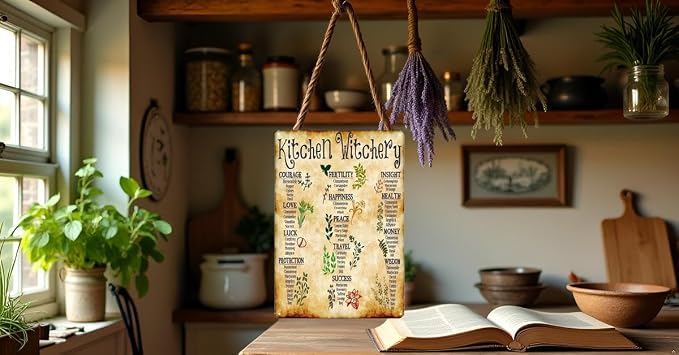 Metal Sign Medicinal Herbs Witches Magic Knowledge Kitchen Blessing Kitchen Decor Vintage Metal Tin Sign Decor Gifts For Girls Living Room Decorations Metal Tin Sign Outdoor Decor 8x12inch - Image 5