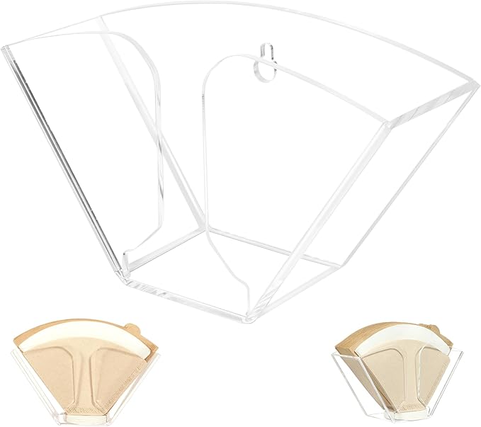 Kamehame Coffee Filter Holder, Wall Mount Coffee Filter Dispenser Rack, Clear Acrylic Storage Container for Aeropress, Cone Filters
