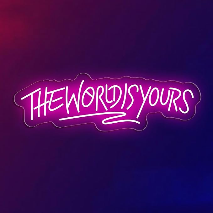 The World is Yours Neon Sign Dimmable World Yours LED Sign for Wall Decor USB Powered Neon Light for Man Cave Home Bar Bistro Club Cafe Wedding Game Room Birthday Gift Graduation Party by Unknown