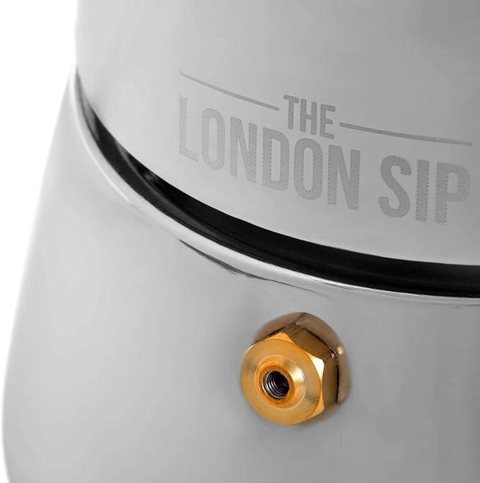 London Sip Stainless Steel Stovetop Espresso Maker Moka Pot Italian Coffee Percolator, Matte Black, 3 Cup