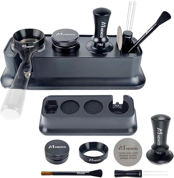 7 Pack Espresso Tamper Station&Coffee Distributor Tamper&Espresso WDT Stirrer&Coffee Tamping&Brush&Coffee Dosing Funnel&Espresso Puck Screen, Espresso Accessories for Bar Home Office (54 mm) by Unknown