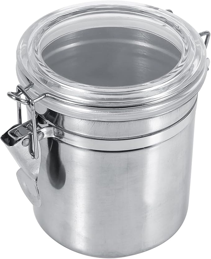 Stainless Steel Kitchen Food Storage Container Bottle For Sugar Tea Coffee Beans Dry Goods Transparent Cover Easy To Use Kitchen Canister (210x210x135cm/82.7x82.7x53.1in)