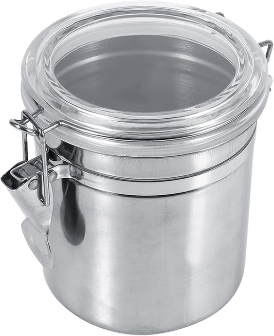 Stainless Steel Kitchen Food Storage Container Bottle For Sugar Tea Coffee Beans Dry Goods Transparent Cover Easy To Use Kitchen Canister (210x210x135cm/82.7x82.7x53.1in)