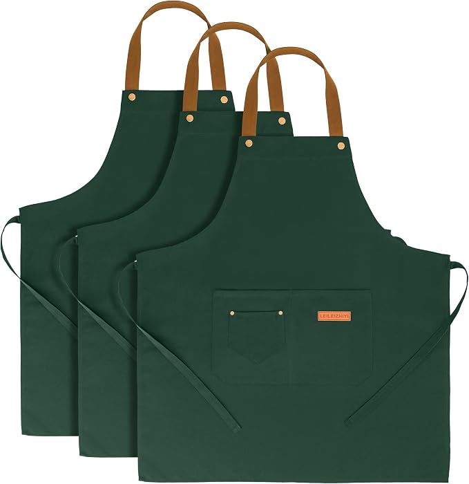 3Pack Chef Apron, Waterproof Apron, Adjustable Apron with 2 Pockets for Men Women, Apron for Cooking Baking Restaurant by Unknown
