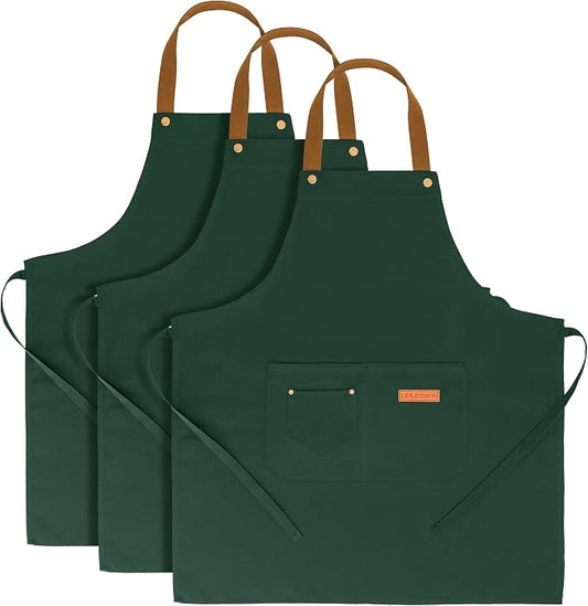 3Pack Chef Apron, Waterproof Apron, Adjustable Apron with 2 Pockets for Men Women, Apron for Cooking Baking Restaurant by Unknown