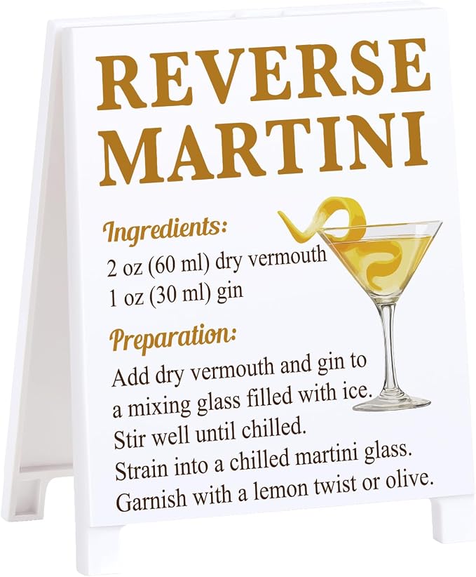 Reverse Martini Recipe Rustic Bar Decor for Home Cafe Farmhouse Cocktail Sign for Kitchen Bar Cart Accessories Mixology Christmas Gift for Bartender Men Women Couple - 5.59 x 4.33 inch Acrylic Sign by Funnysignsandcozydecorgiftsforyourspacethatspeakyourmind