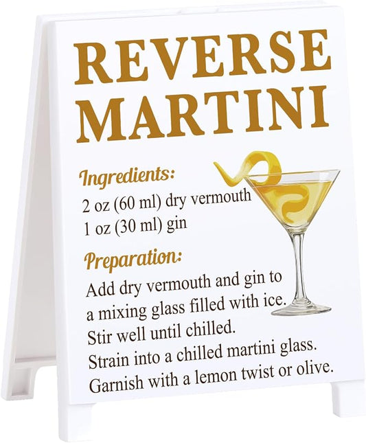 Reverse Martini Recipe Rustic Bar Decor for Home Cafe Farmhouse Cocktail Sign for Kitchen Bar Cart Accessories Mixology Christmas Gift for Bartender Men Women Couple - 5.59 x 4.33 inch Acrylic Sign by Funnysignsandcozydecorgiftsforyourspacethatspeakyourmind
