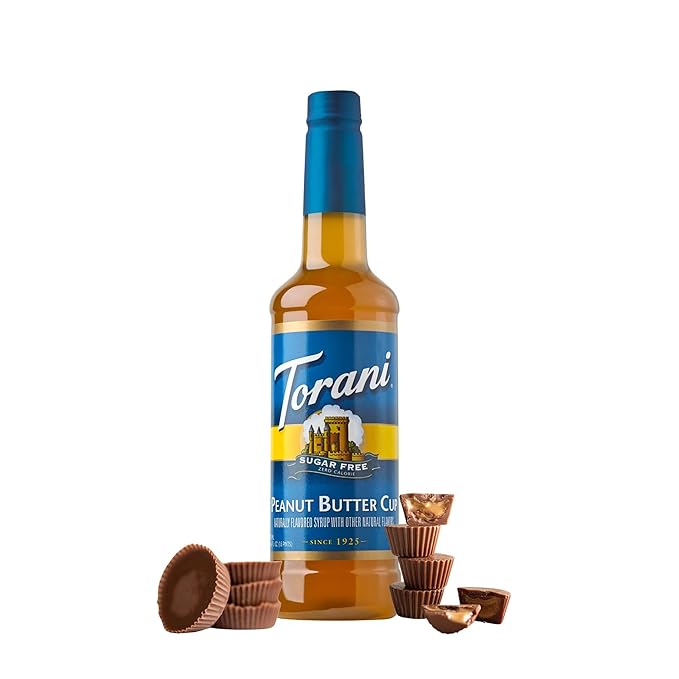 Torani Sugar Free Peanut Butter Cup Flavored Drink Syrup, 25.4 fl oz (Pack of 4)