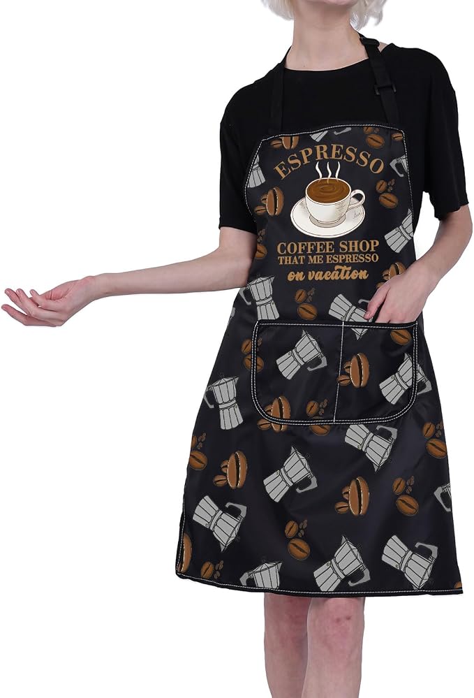 Coffee Barista Apron Coffee Gifts barista lover gifts Coffeees Themed Aprons Espresso Aprons Server Apron With Pockets - Image 5