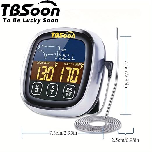 Multifunctional Digital Thermometer for Cooking,Food Thermometer+Thermometer Alarm+Kitchen Timer,Large Color Screen,Instant Read,Fast Response,grill bbq accessories,Kitchen Oven Meat Thermometer-DMT02