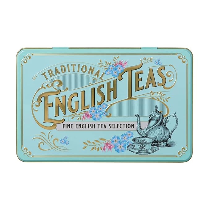 Vintage Victorian Tea Tin with 72 Assorted Fine English Teabags