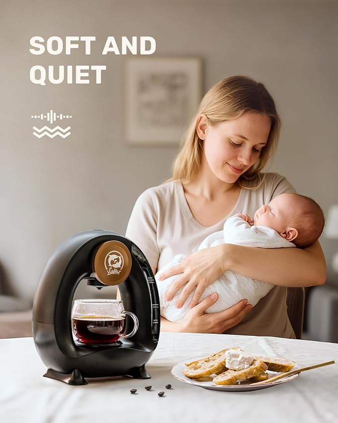 2-in-1 Coffee Maker, Fast Brew in 1.5mins, Single Serve Coffee Machine Compatible with K-Cup Pods & Ground Coffee, 1400W with 20s Preheat, Compact for Home,Small Place,Office & RV, 8oz,Black