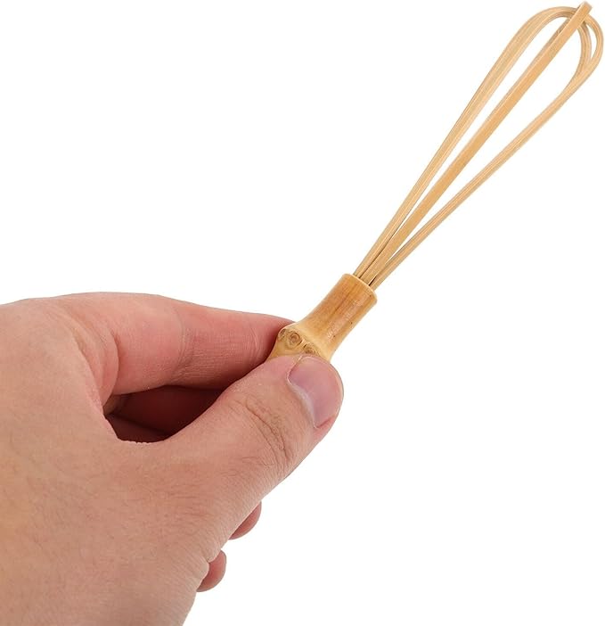 Cabilock Bamboo Whisk-5.7" Kitchen Whisk Balloon Whisk Manual Mixer Milk Beating Stick for Cooking, Stirring, Beating and Blending