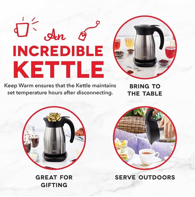 Dash Insulated Electric Kettle, Cordless Hot Water Kettle - Stainless Steel, 57oz/1.7L