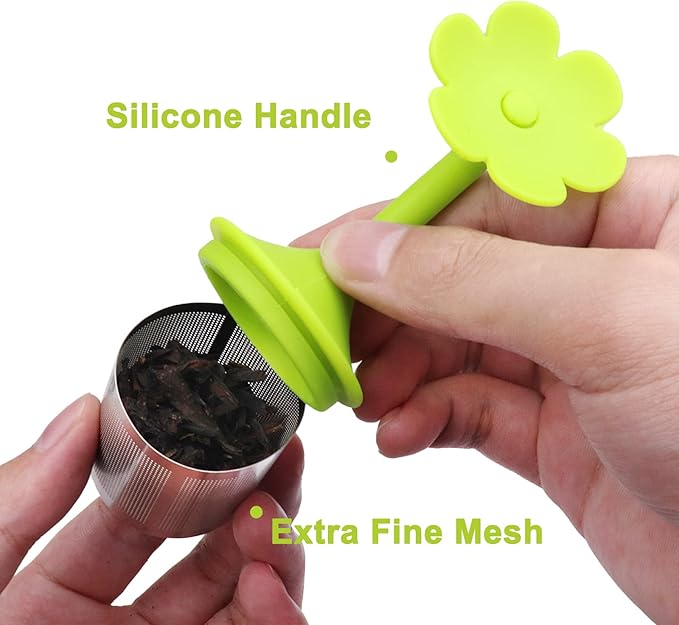 2-Pack Silicone Tea Steeper, Infusers - Fine Mesh Filters for Tea Leaves, Flowers; Purple or Green