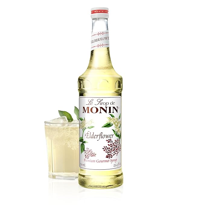 Monin - Elderflower Syrup, Delicate Scent with Floral Sweetness, Great for Cocktails, Lemonades, and Sodas, Gluten-Free, Non-GMO (750 ml) by Monin