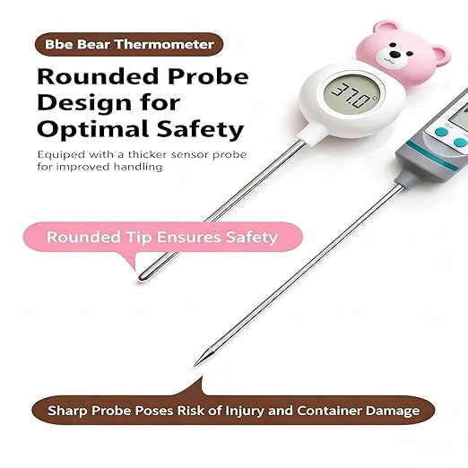 Instant Food Thermometer Digital with ±0.5℉ Precision, Large LCD Display, Food-Grade Silicone/Probe, for Making Milk Powder, Pour-Over Coffee, Kitchen Cooking and Baking Essentials Accessories - Pink