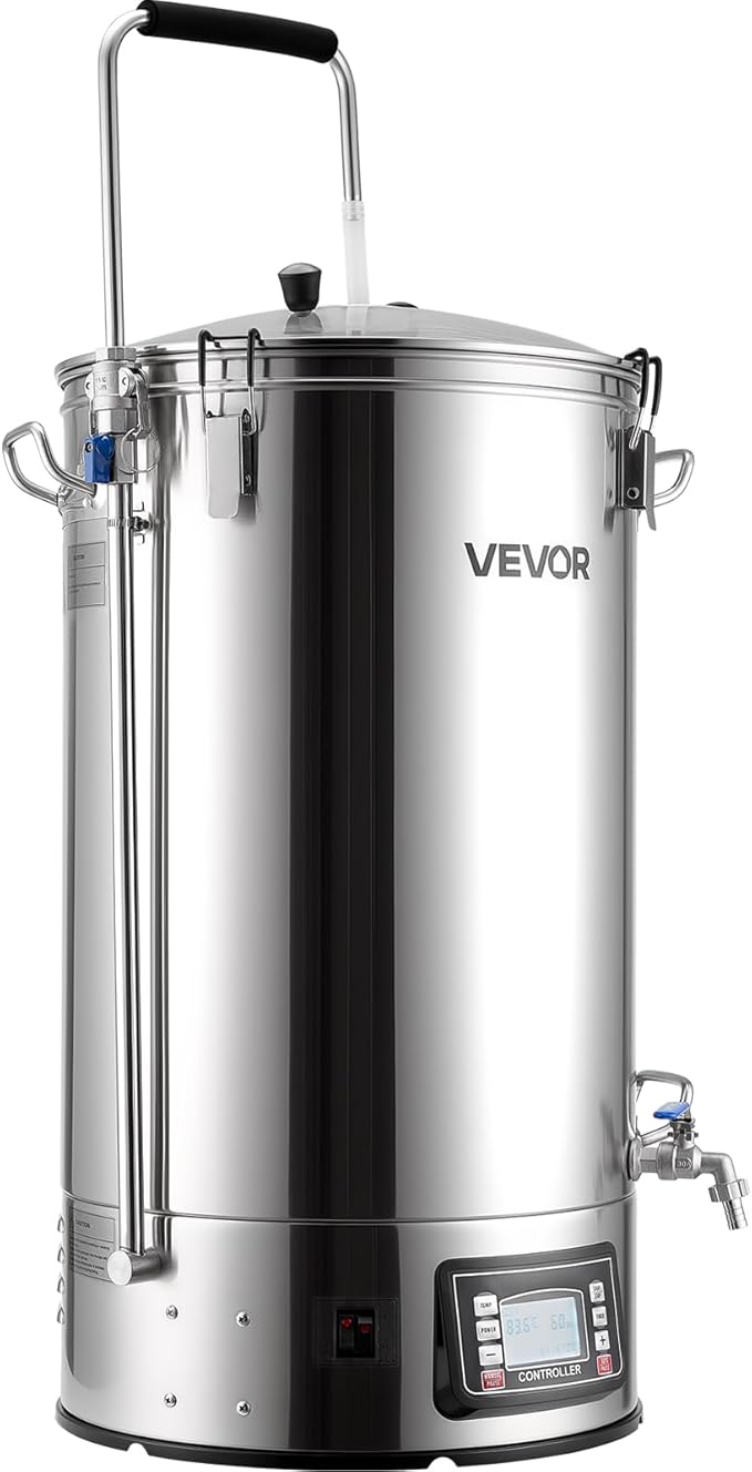 VEVOR Beer Brewing Equipment, 16 Gal/60L Beer Maker with Anti-Burn Pump and Wort Chiller,3000W All-in-One Home Brewing Kit with Digital Control, Recipe Memory & Timer, Removable mesh strainer