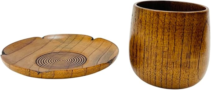 JapanBargain 4103x2, Wooden Tea Cup Saucer Coaster Japanese Zen Style Teacup Saucers, Pack of 2