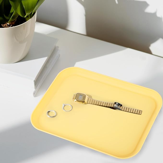 Yellow Plastic Serving Platters and Trays,Serving Dishes for Entertaining,Rectangular Platters for Serving Food, Appetizer Serving Trays for Snacks,Charcuterie,Chips,Candy,Fruit,Sushi
