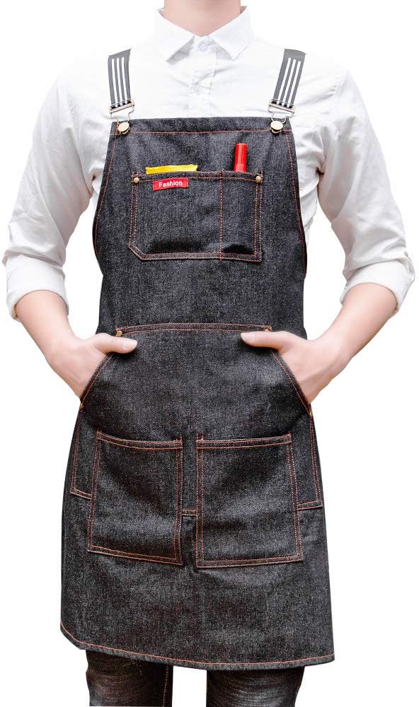 Unisex adjustable multi pocket denim apron for Chef Kitchen BBQ and Studio by Yiswear+you+deserve+to+have