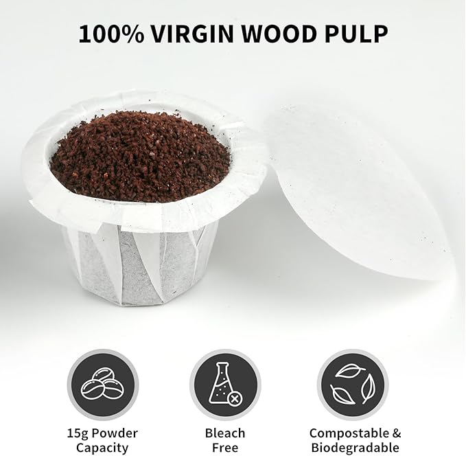 200 Count Fanativita K Cup Filters Disposable with Genius Lid Design, Fit All Reusable K Cups for Keurig (White)