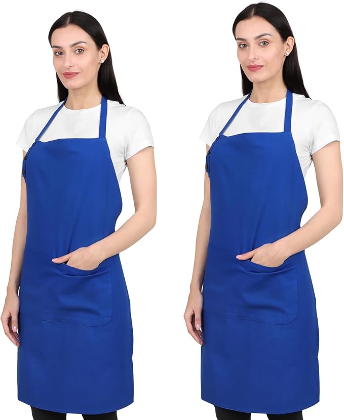 Kitchen Apron Waterdrop Resistant Cotton Apron with adjustable Aprons for Women with Pockets 9 Color option Cooking Blue Apron (Navy Blue) by naturalcraft