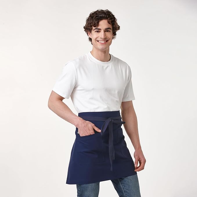 Waist Apron for Men Server Bistro Half 4251BY | Adjustable Half Bistro Apron for Waiters Bartenders, Polyester Cotton Canvas, Durable & Comfortable - Image 3