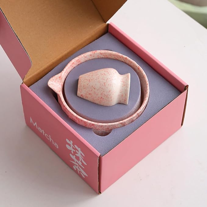 Ceramic 2-Piece Matcha Bowl Set Red gift box (red and white)