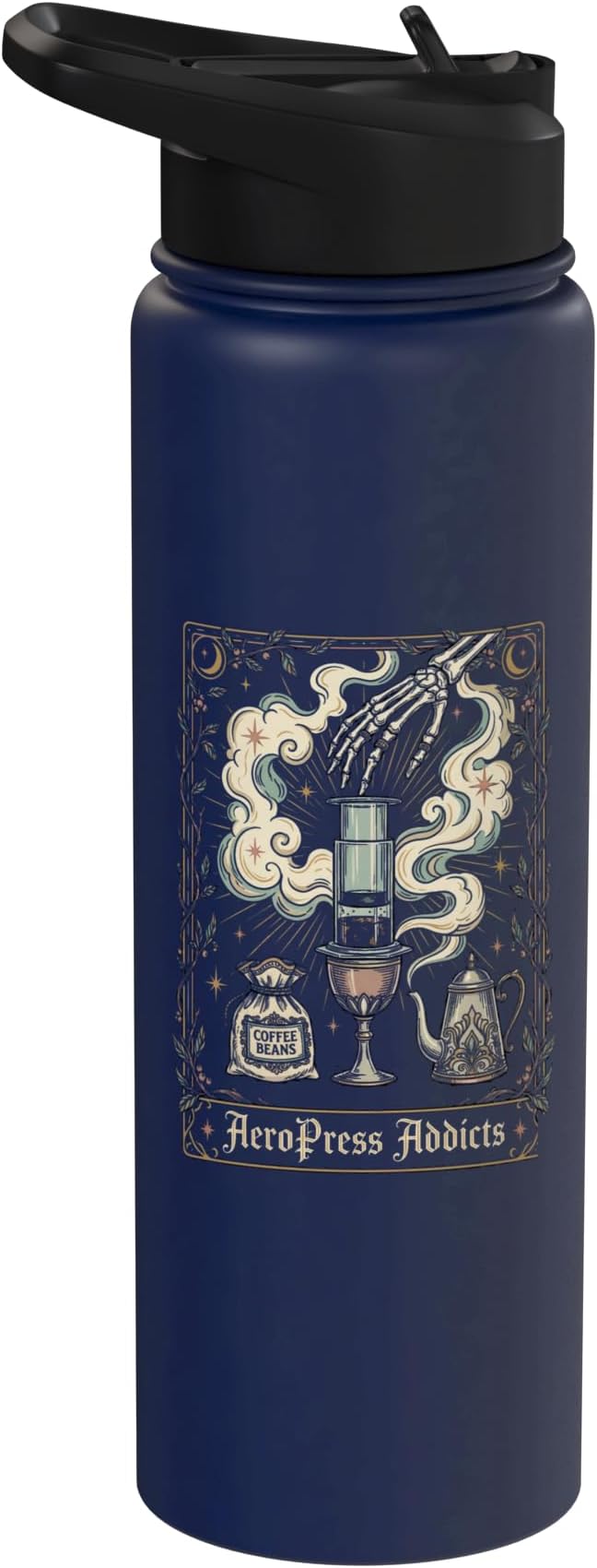 Gothic AeroPress Coffee Shirts Mystical Coffee Brewing Scene Stainless Steel Insulated Water Bottle