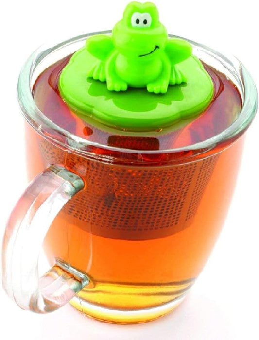 Joie Ribbit Floating Tea Cup Infuser, Steep and Strain Loose Leaf Tea, Securely Floats on Water in Mug, Cute Frog Design, Stainless Steel, BPA-Free