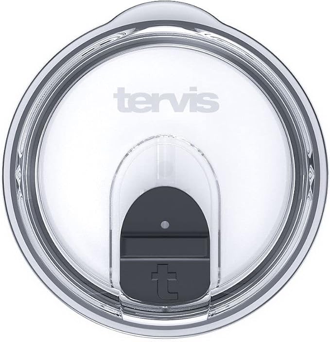 Tervis Slider Lid Made in USA Double Walled Insulated Tumbler Travel Cup Keeps Drinks Cold & Hot, For 30oz Stainless Steel, Clear