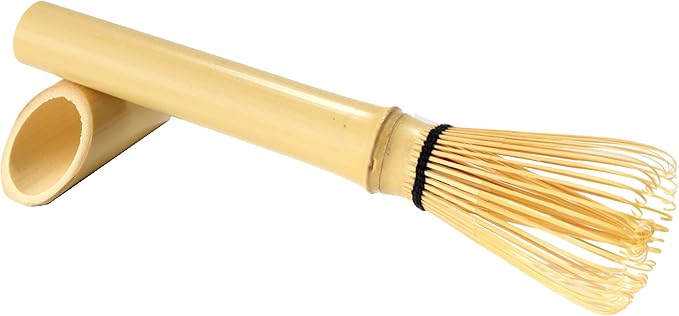 BambooMN Japanese Skinny Matcha Whisk Chasen - Long Handle Traditional Matcha Utensil - Skinny Natural Golden Brown - 1 Piece