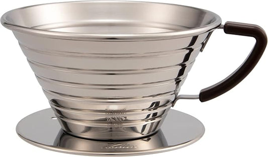 Carita Kalita Stainless Steel Coffee Dripper Wave Series - 2-4 People, 185S, Made in Japan, For 2-4 Cups