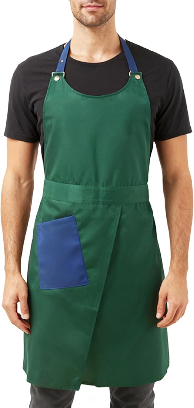 Kitchen Apron with Pockets for Adults,Waterproof Cooking Aprons for Women/Men,Baking/Grilling,Green/Orange/Wine Red by Unknown