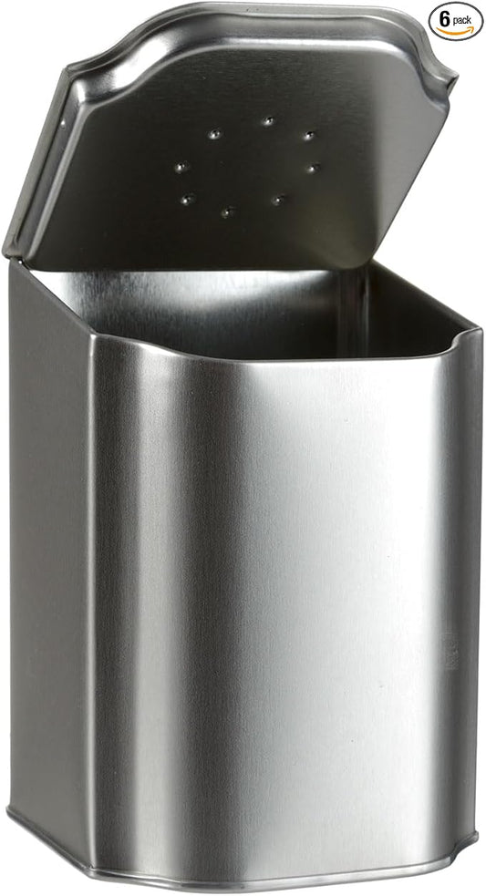 Brushed Metal Storage Tin, Secure Flip Top lid, Unique Wedding Favor, Customized Holiday Gift, Loose Leaf or Bagged Teas, Lightweight, Sturdy, 600 ML : Set of 6
