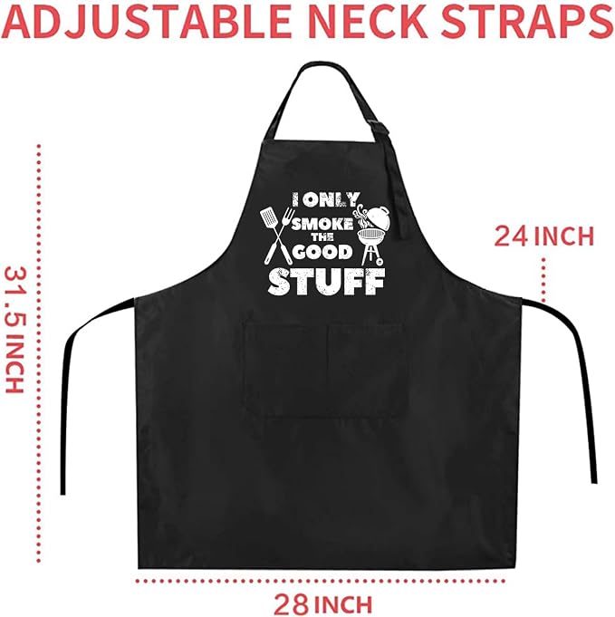 Rosoz Funny BBQ Black Chef Aprons for Men, Adjustable Kitchen Cooking Aprons for Men, Dad, Husband - Birthday, Father's Day - Image 4