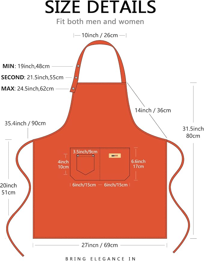 Yuubin Extra Large Aprons for Men Adjustable Button Apron with Pockets Chef Cooking Kitchen Aprons Women,Water&Oil Resistant - Image 6