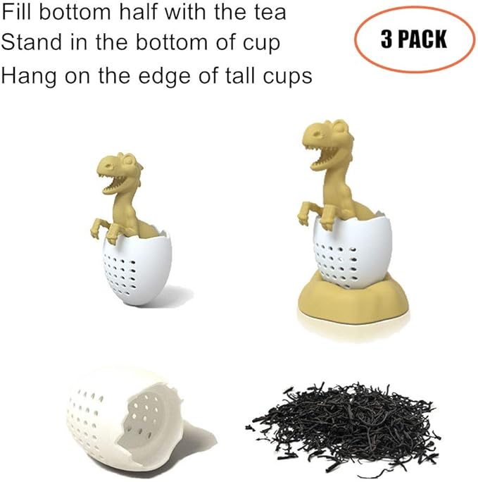 Tea Infuser,Dinosaur & eggshell Filter Diffuser Loose Tea Silicone Strainer for Different Mugs and Leaves
