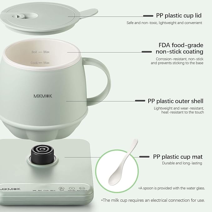 Table Boiling Water Mug, Beverage Warmer, 45-100℃ Temperature Control, 13.5Oz 300W Fast Coffee Heating Cup, 4H Keep Warm, Electric Coffee Mug for Office, Home, Dorm, Gift for Friends Family Coworkers