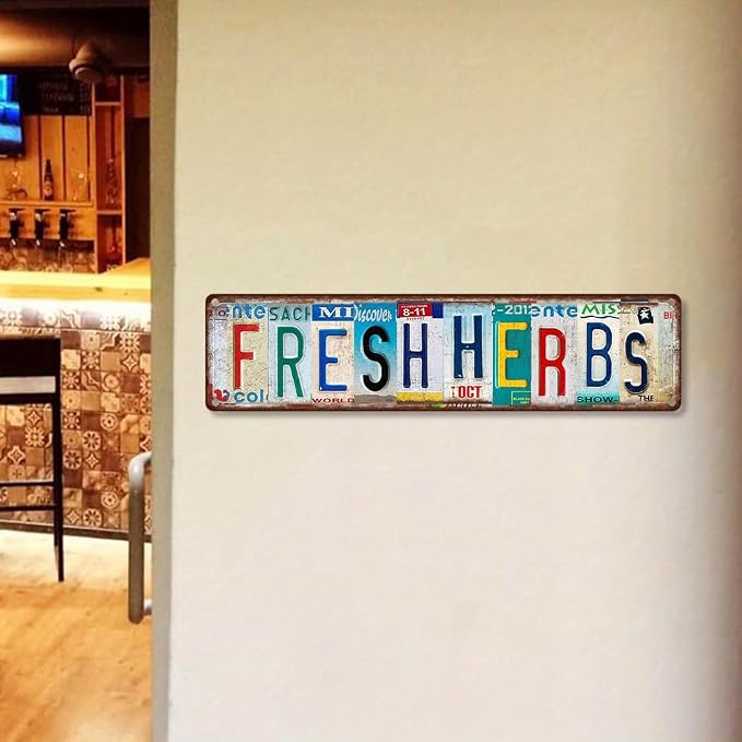 Fresh Herbs Metal Sign - Vintage Aluminum Tin Plaque 4x16 Inch - Kitchen Garden Cafe Wall Decor– Vintage Kitchen Wall Sign - Image 7