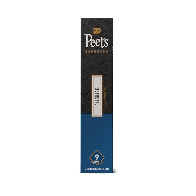 Peet's Coffee, Medium Roast Decaf Espresso Capsules, Compatible with Nespresso Original Machine, Decaffeinated Arabica Coffee - Decaf Ristretto Intensity 10, 100 CT (10 Boxes of 10 Espresso Capsules)