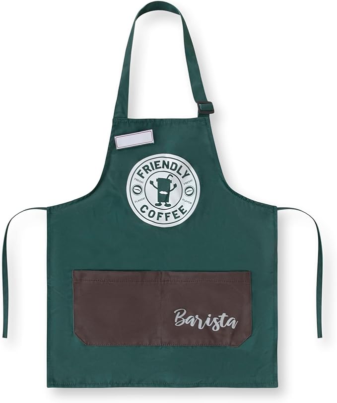 Dress Up America Barista Costume for Adults - Green Apron and Cap - Coffee Barista Costume Set