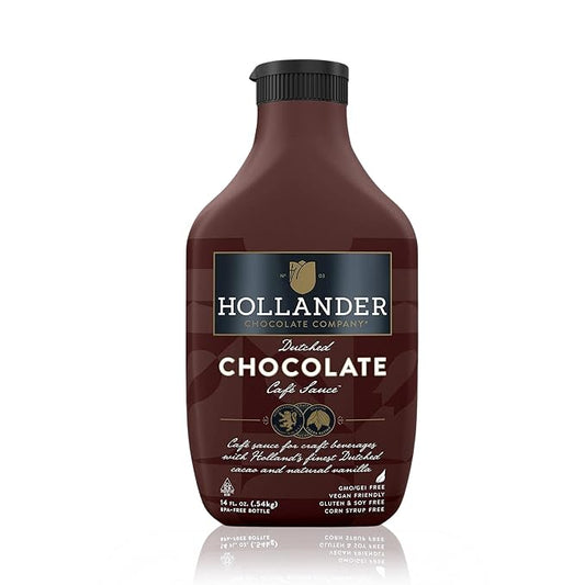 Hollander Dutched Chocolate Cafe Sauce | Vegan Friendly, GMO-Free, Gluten/Soy Free, Corn Syrup Free | 15 fl. oz. Squeeze Bottle by HollanderChocolateCompany