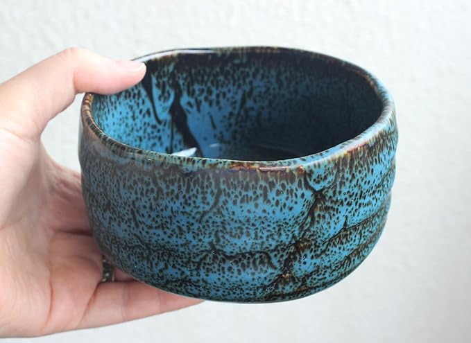 Japanese Traditional Handcrafted Matcha Chawan Tea Bowl Cup Ceremony Tableware Pottery (Tenmoku Seiryuu)