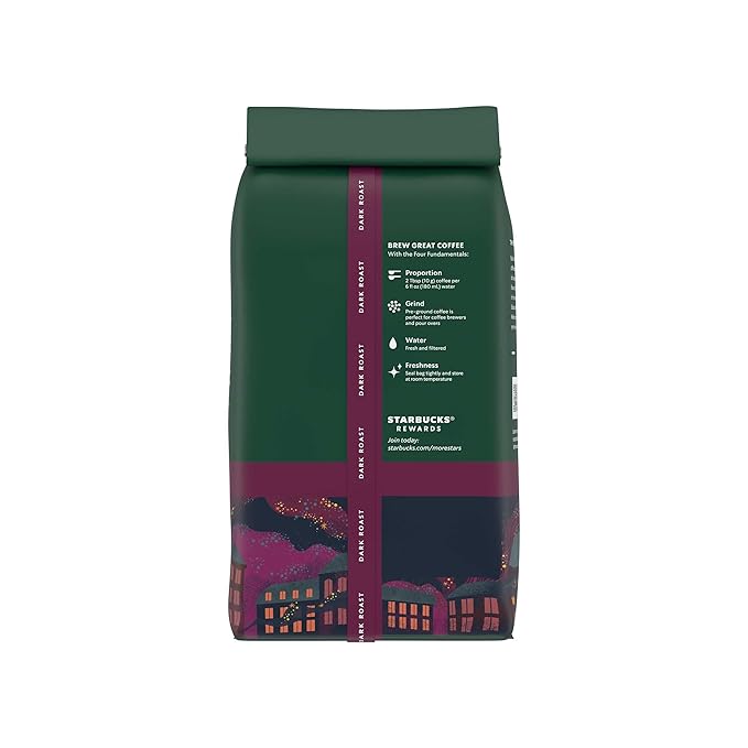 Starbucks Ground Coffee, Dark Roast Hot or Iced Coffee, French Roast, Six 12 oz Bags