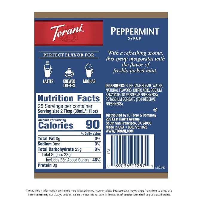 Torani Peppermint 750 ml Pet - Image 3