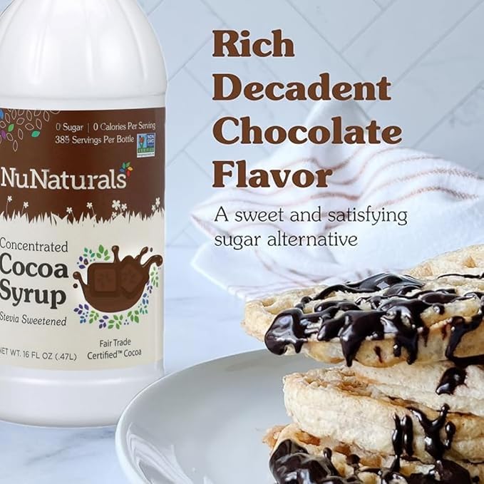 NuNaturals Stevia Syrup, Sugar-Free Sweetener, Plant-Based Sugar Substitute, Zero Calorie, Chocolate Flavor Syrup, 16 oz - Image 6