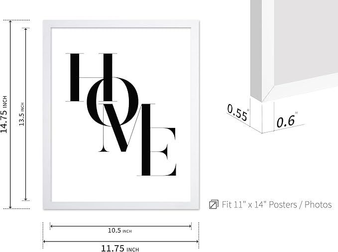 Poster Master Vintage Unique Poster - Retro Minimalist Print - Home, Letters, Typography, Black and White, Simple - Gift for Artist, Friend - Wall Decor for Living Room, Dorm, 11x14 White Framed